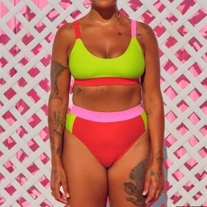Saltwater LUXE Lime and Red Bikini Set
